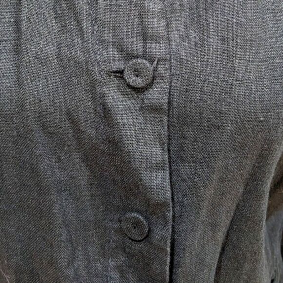 Eileen Fisher Women's Black 100% Irish Linen Button Long Sleeve Shirt Size S/P - Picture 5 of 8